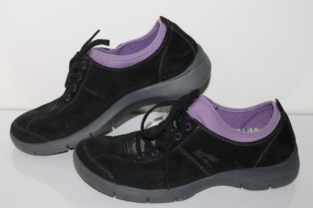 Dansko Elise Lace Casual Shoes, #4401021000,Blk/PPL, Leather, Womens US 9 EU 40